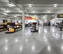 Polished concrete flooring in commercial shop