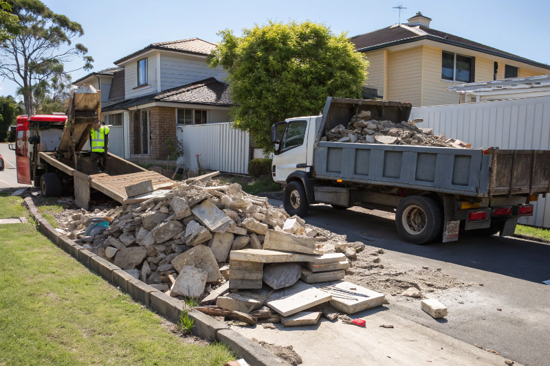 concrete-debris-removal loader removing broken concrete debris during demolition cleanup in Newcastle