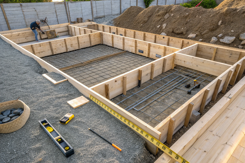 Concrete slab preparation and formwork setup in Newcastle residential property