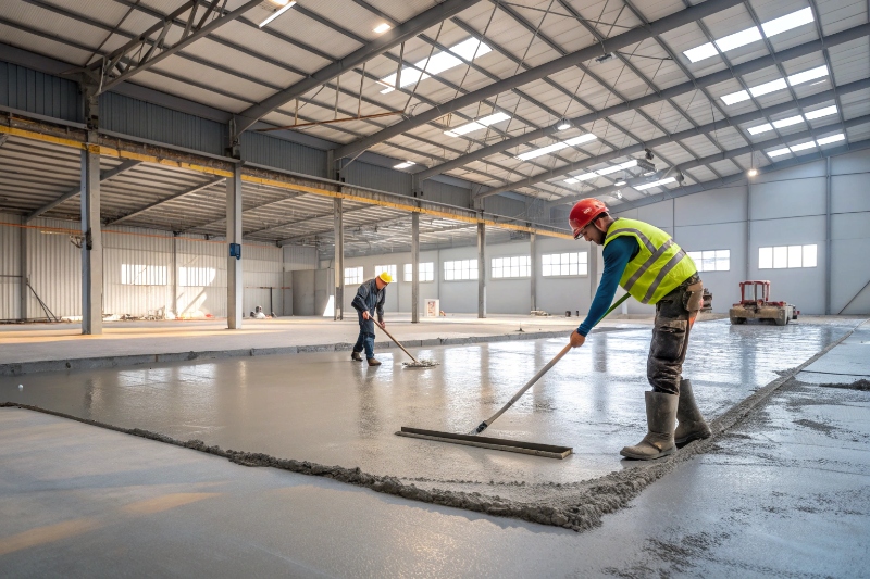 Forklift operating on heavy-duty industrial concrete floor in Newcastle facility