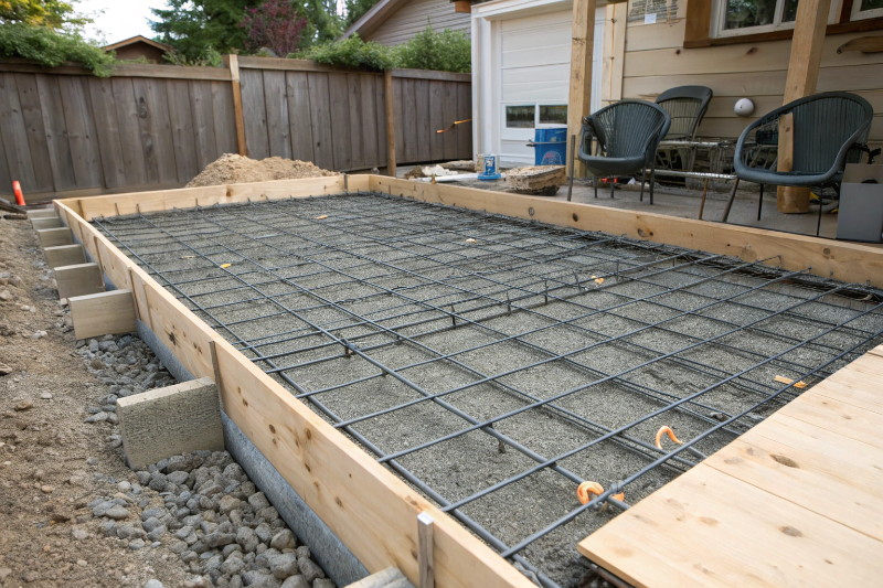 Steel reinforcement mesh installation for Newcastle garage slab with proper positioning on base