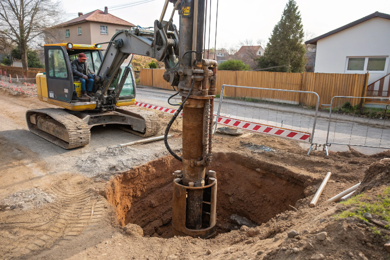 Pier drilling for concrete footings on reactive clay soil site Hunter Region