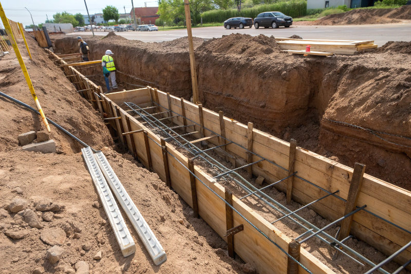 Strip footing formwork and reinforcement installation Newcastle residential construction site