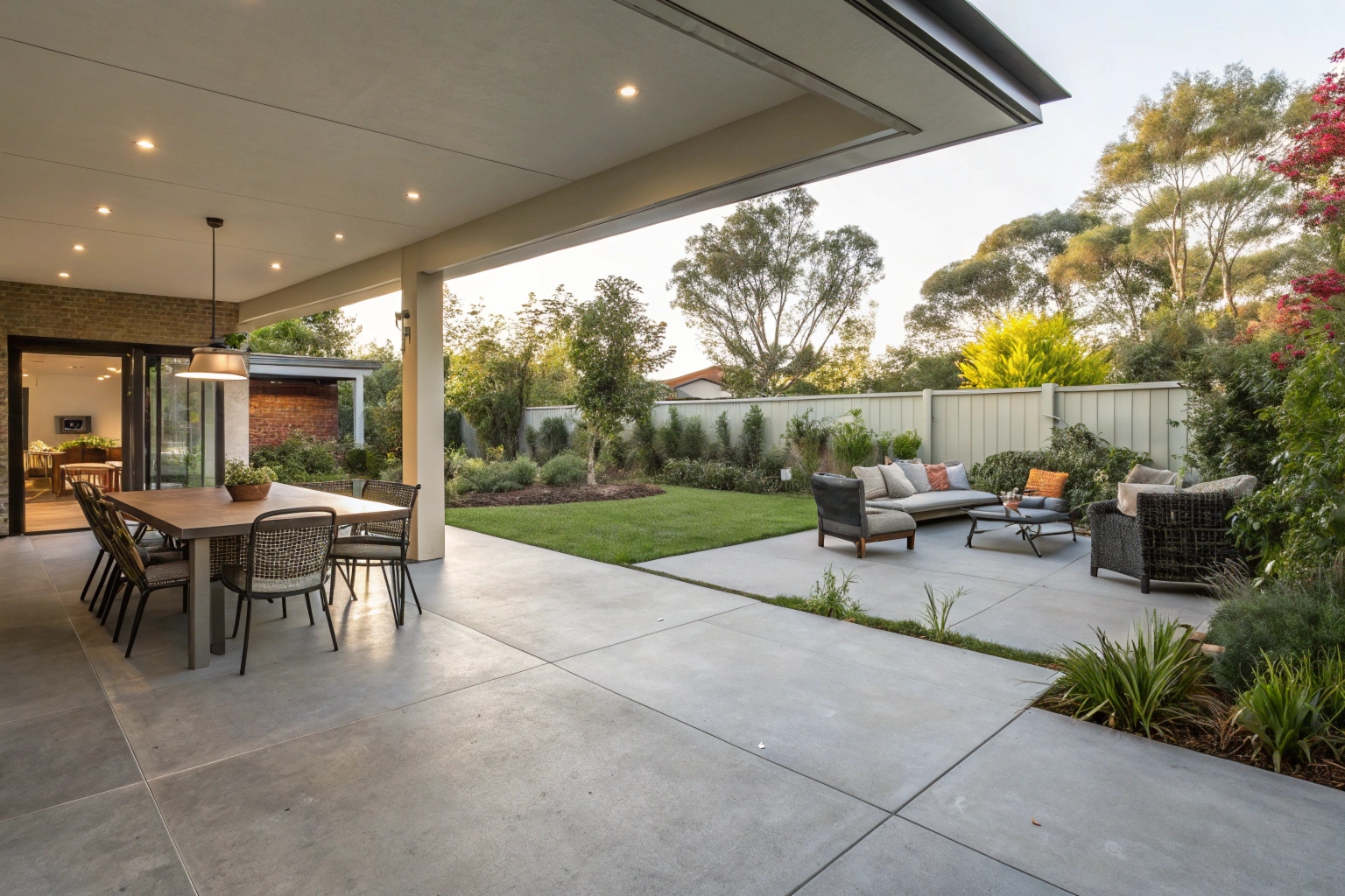 Concrete alfresco entertaining pad at a Cameron Park residential property